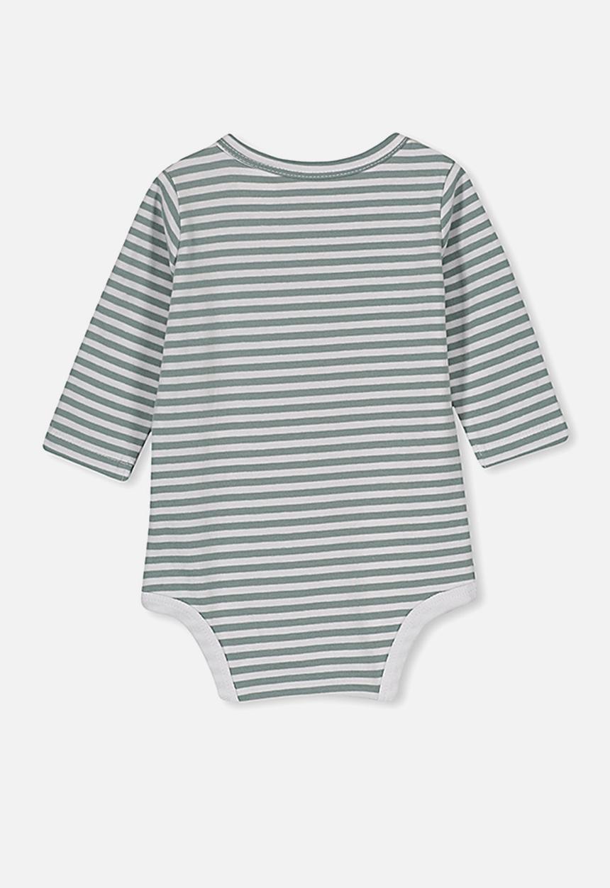 Cotton On - The long sleeve bubbysuit - grey & white 