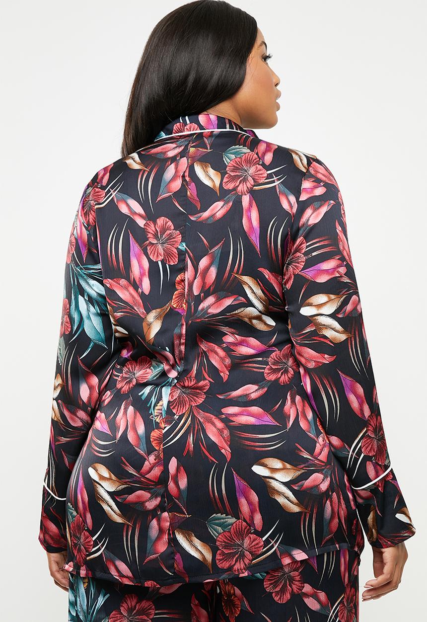 Missguided - Curve floral wrap over jacket - black