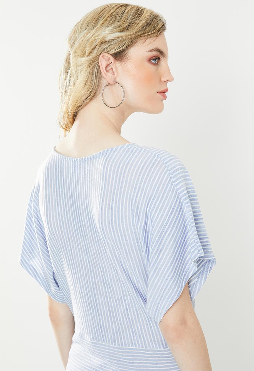 Jacqueline de Yong - Lora short sleeve dress - blue & white