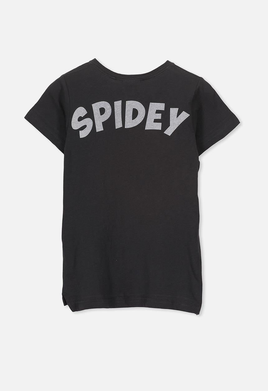 Cotton On - Short sleeve embroidered spiderman tee - black