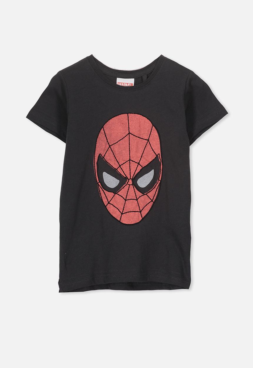 Cotton On - Short sleeve embroidered spiderman tee - black