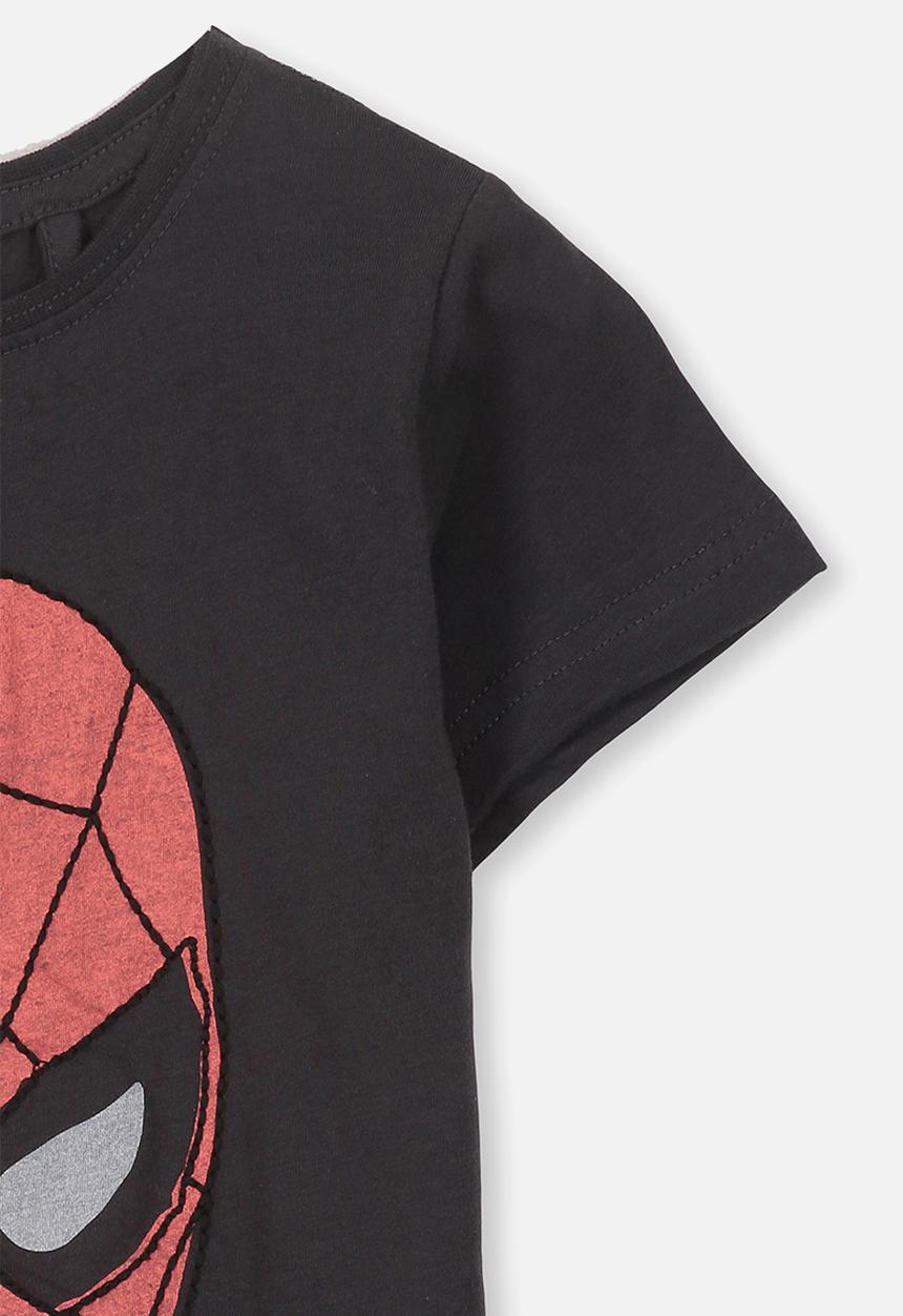 Cotton On - Short sleeve embroidered spiderman tee - black