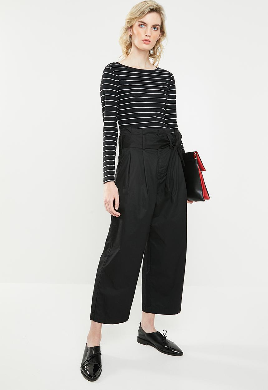 Jacqueline de Yong - Nevada stripe jersey top - black & white