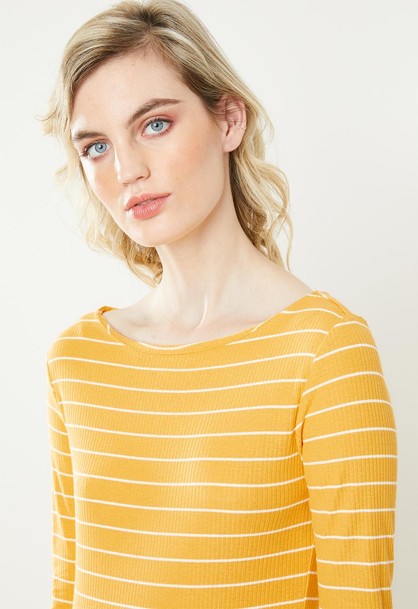 Jacqueline de Yong - Nevada stripe jersey midi dress - yellow & white
