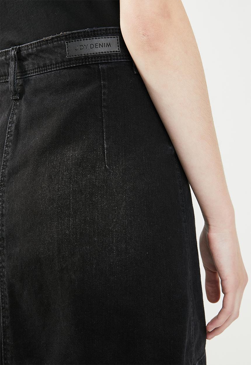 Jacqueline de Yong - Sara button through denim a line skirt - black