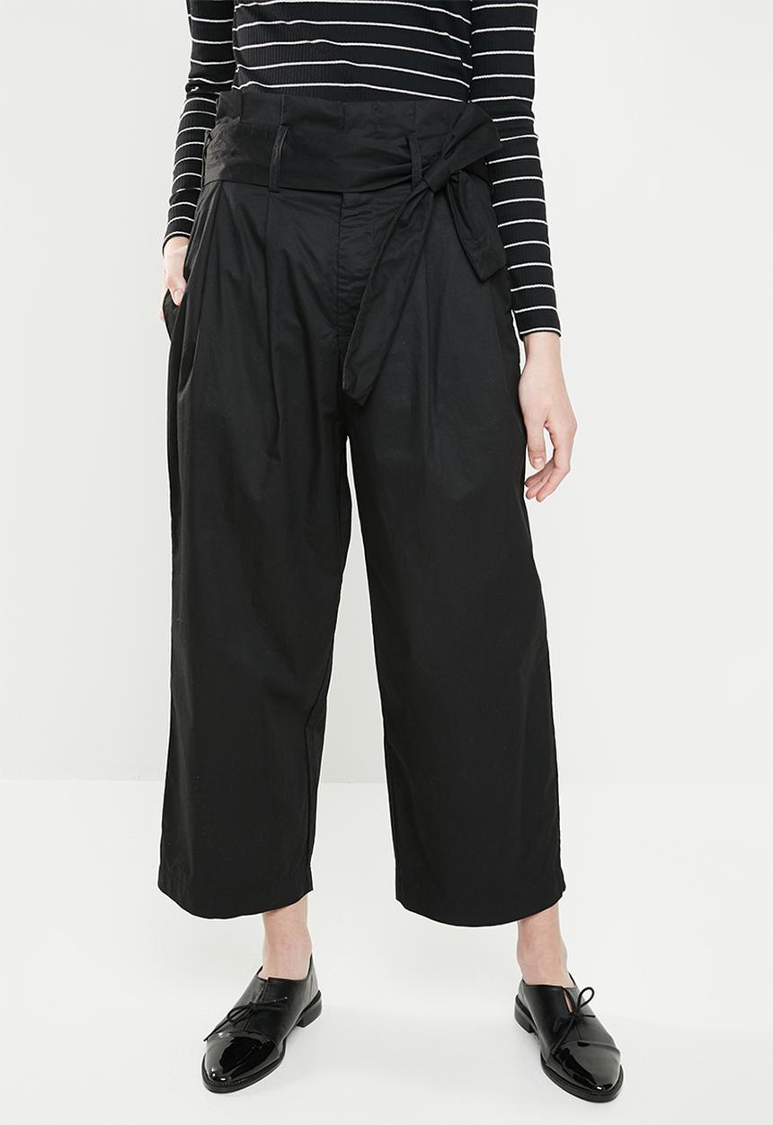 Jacqueline de Yong - Donna paperbag wide leg pants - black