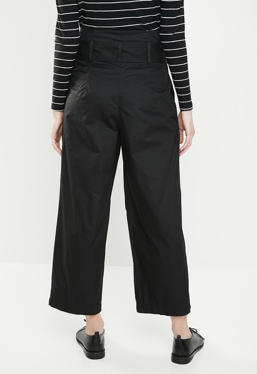 Jacqueline de Yong - Donna paperbag wide leg pants - black