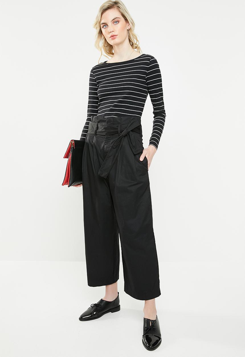 Jacqueline de Yong - Donna paperbag wide leg pants - black