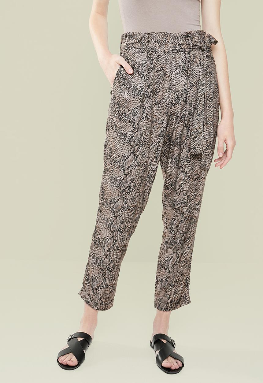 Superbalist - Snake skin paperbag trouser - black & brown