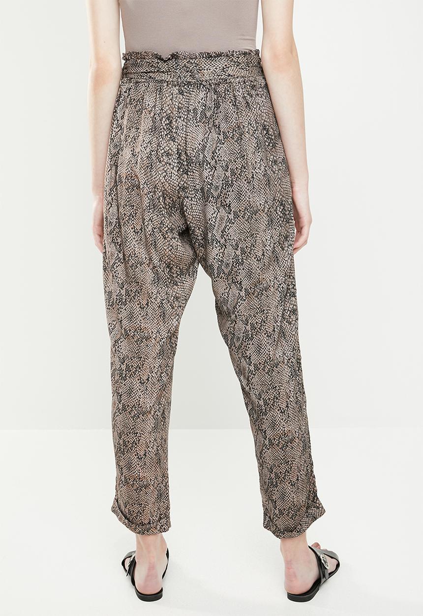 Superbalist - Snake skin paperbag trouser - black & brown