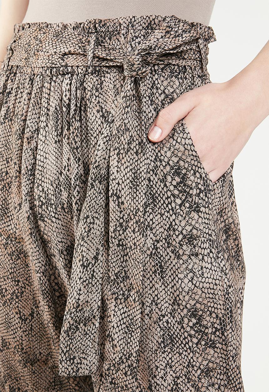 Superbalist - Snake skin paperbag trouser - black & brown