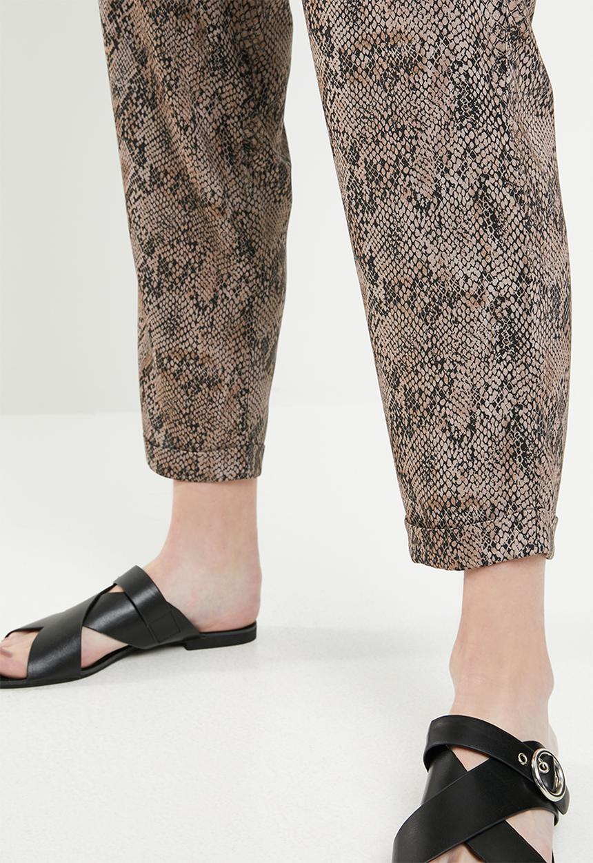 Superbalist - Snake skin paperbag trouser - black & brown