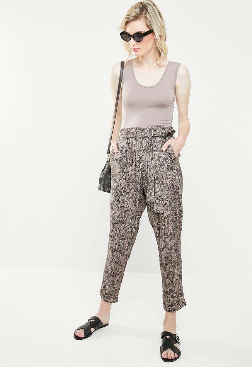 Superbalist - Snake skin paperbag trouser - black & brown