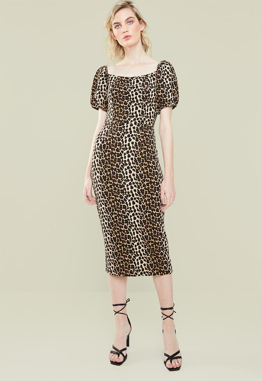 Superbalist - Square neckline bodycon - beige & black 