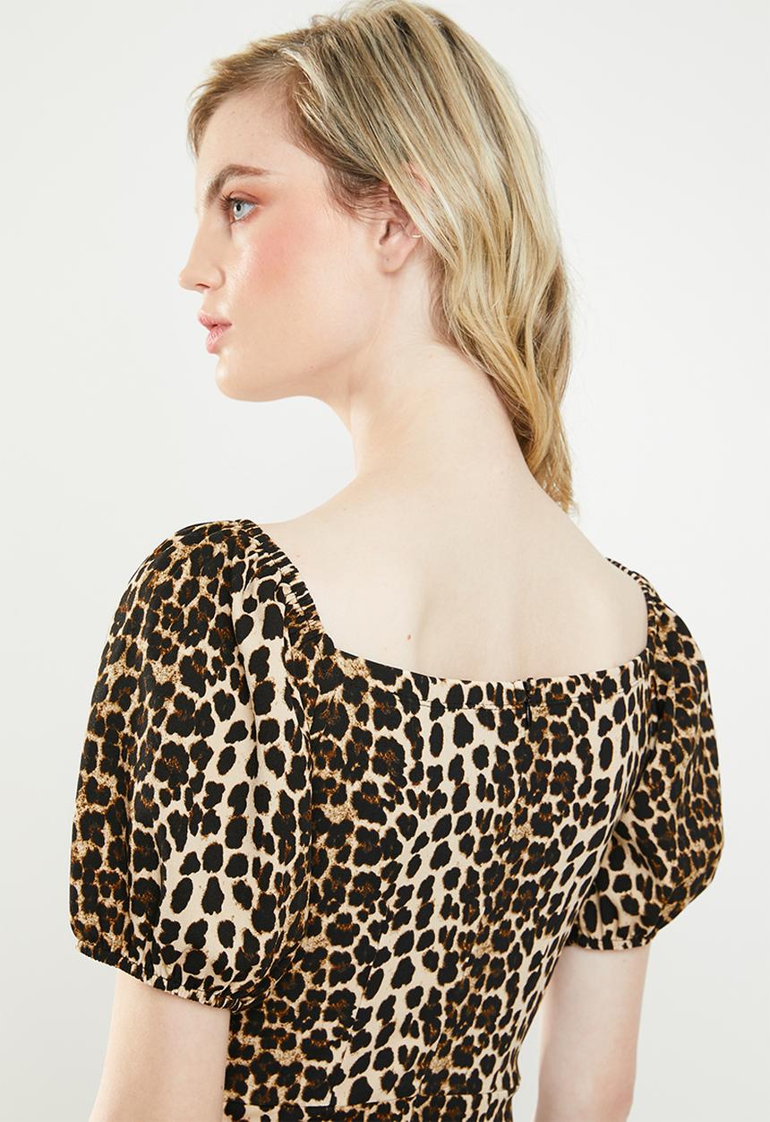 Superbalist - Square neckline bodycon - beige & black 