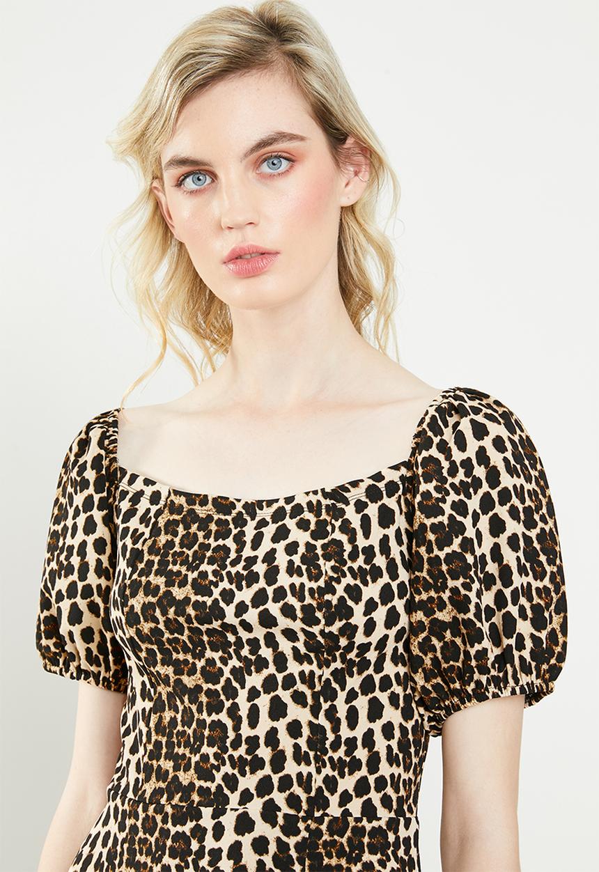 Superbalist - Square neckline bodycon - beige & black 