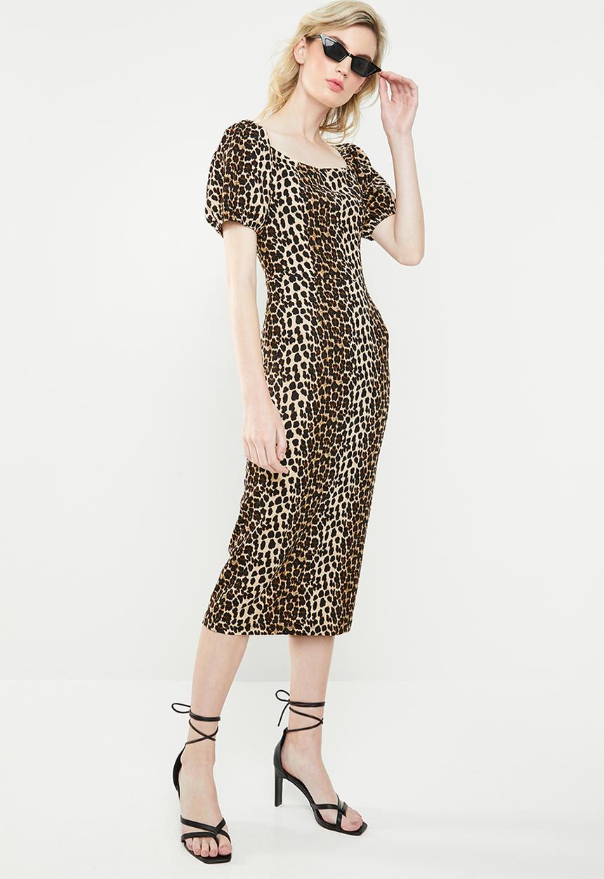 Superbalist - Square neckline bodycon - beige & black 