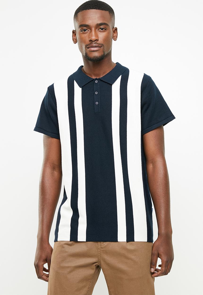 Jack & Jones - Stripe short sleeve polo - navy