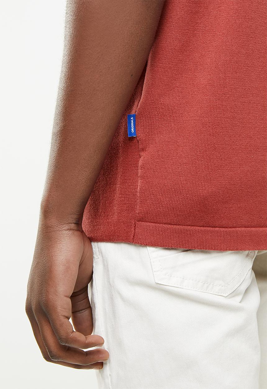 Jack & Jones - Stripe short sleeve polo - rust
