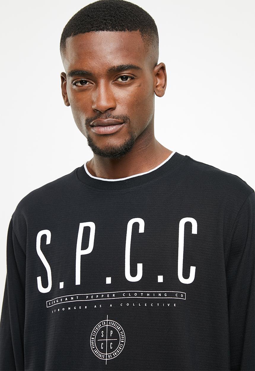 S.P.C.C - Shadow stripe logo tee - black