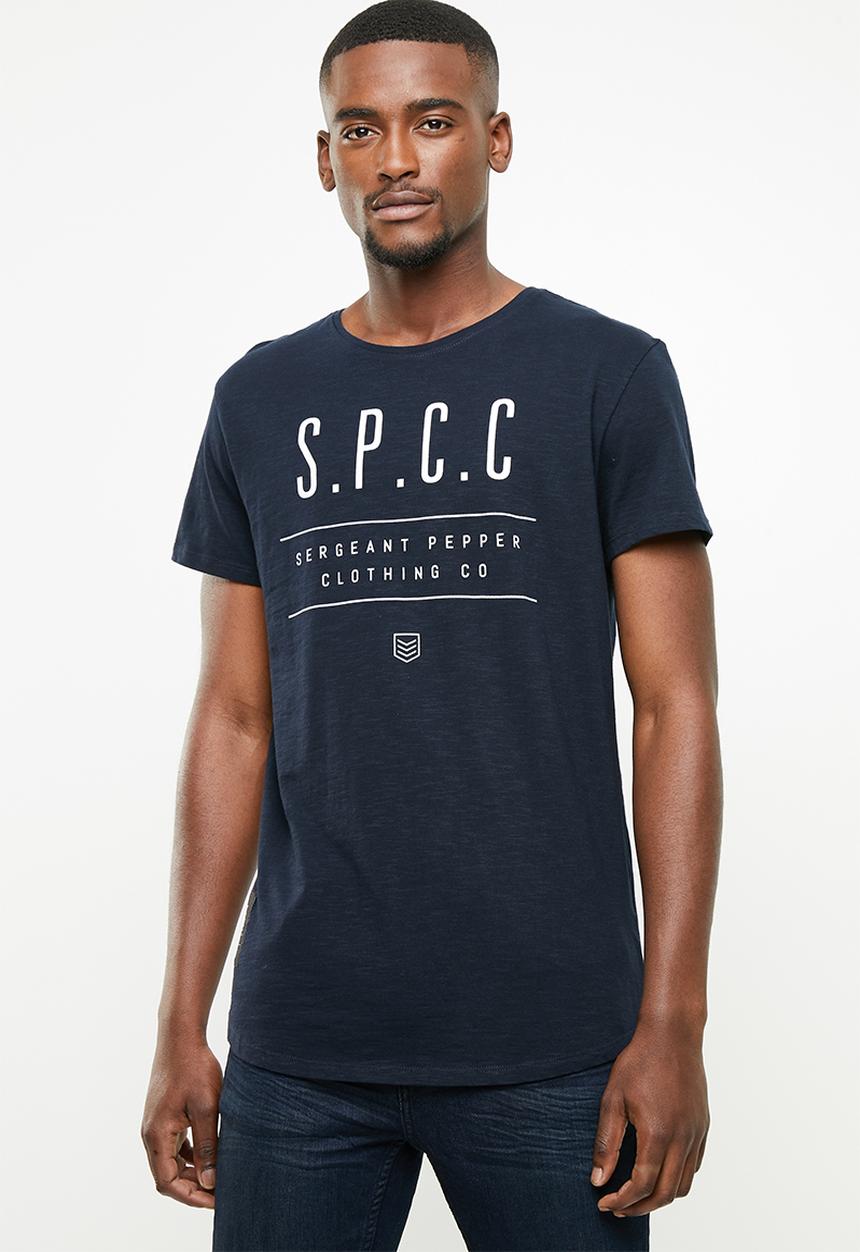 S.P.C.C - Scoop hem logo short sleeve tee - navy