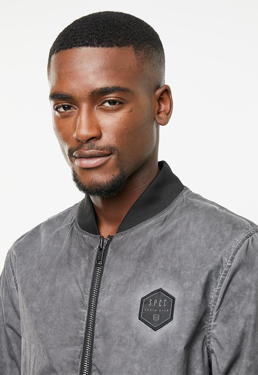 S.P.C.C - Dirty dye bomber jacket - black & grey