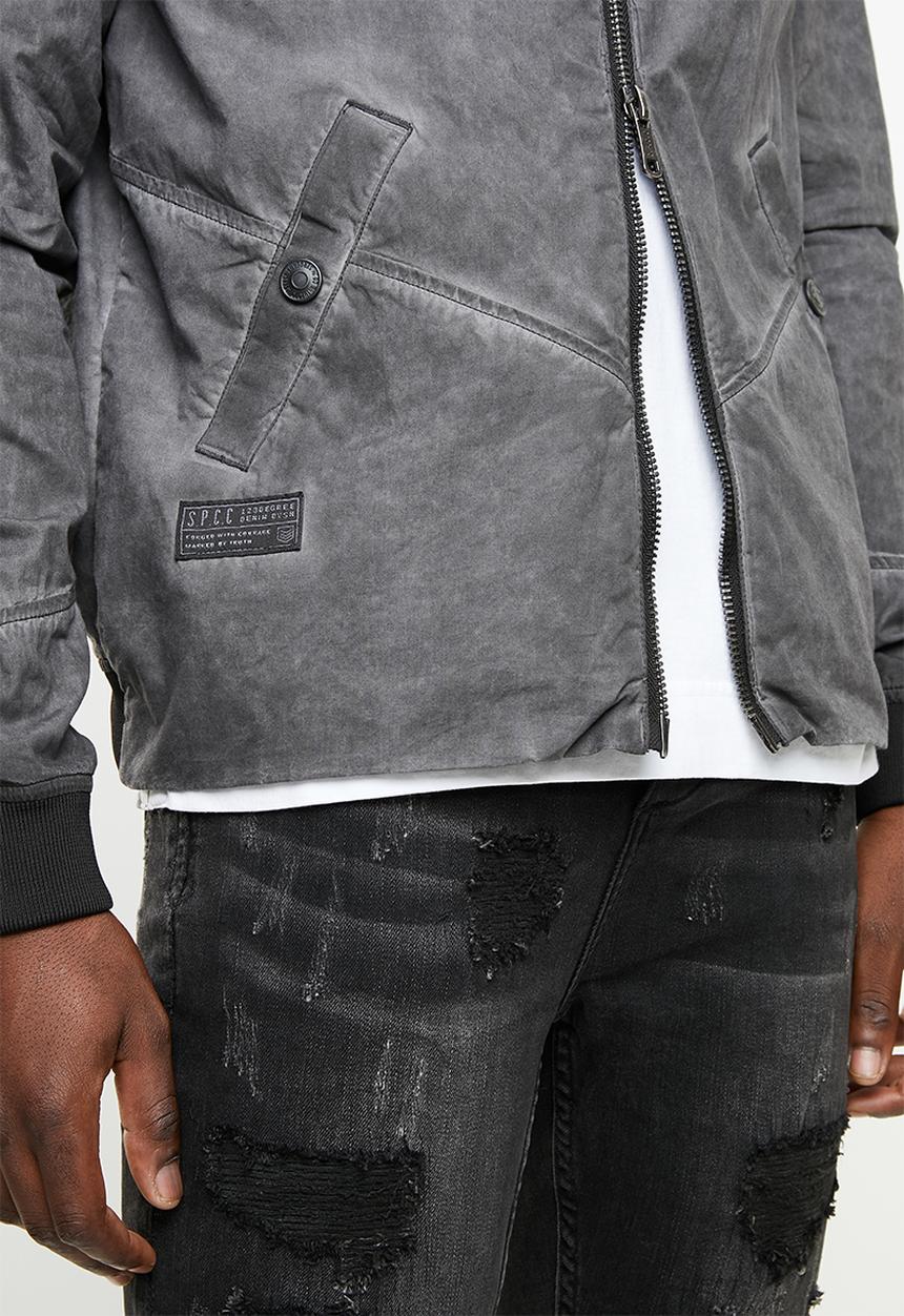 S.P.C.C - Dirty dye bomber jacket - black & grey