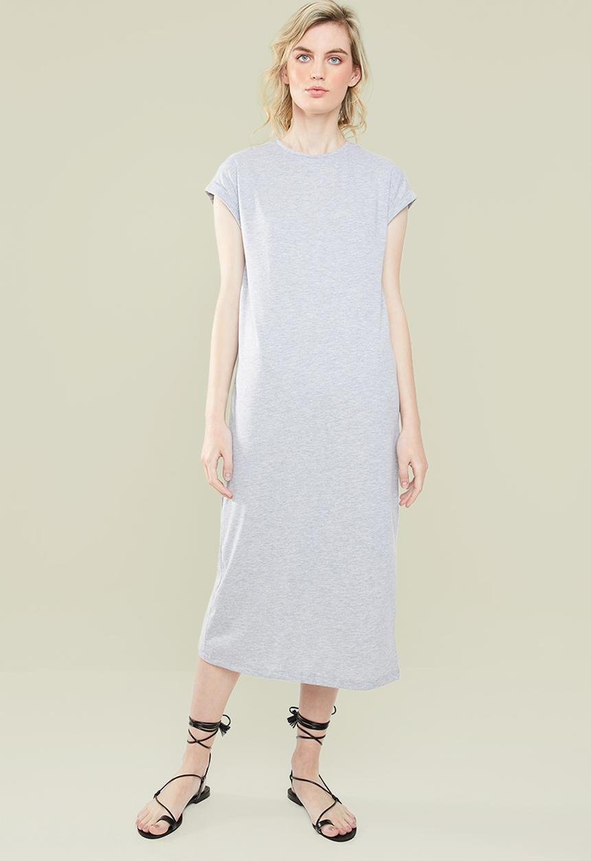 Superbalist - Grown on sleeve T-shirt dress - grey 