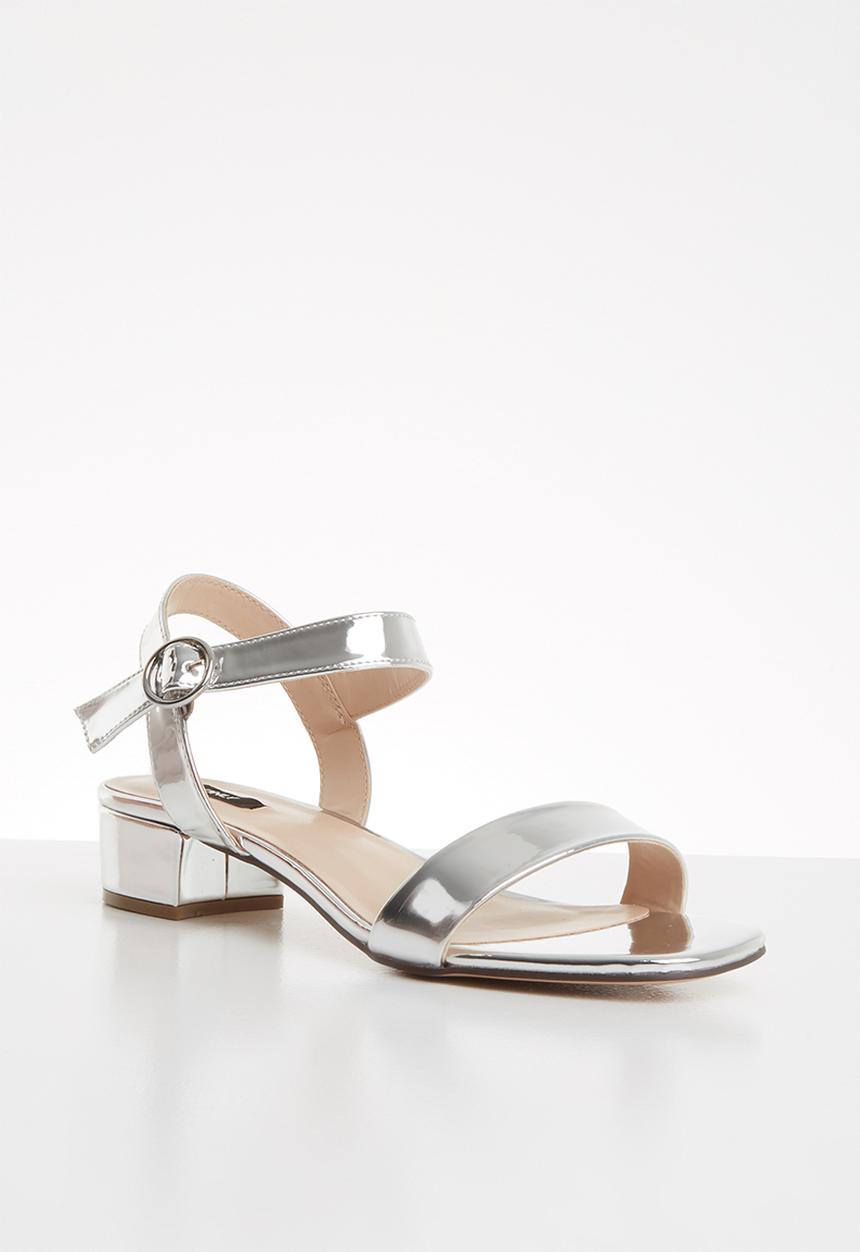 ONLY - Apple midi heel metallic sandal - silver 