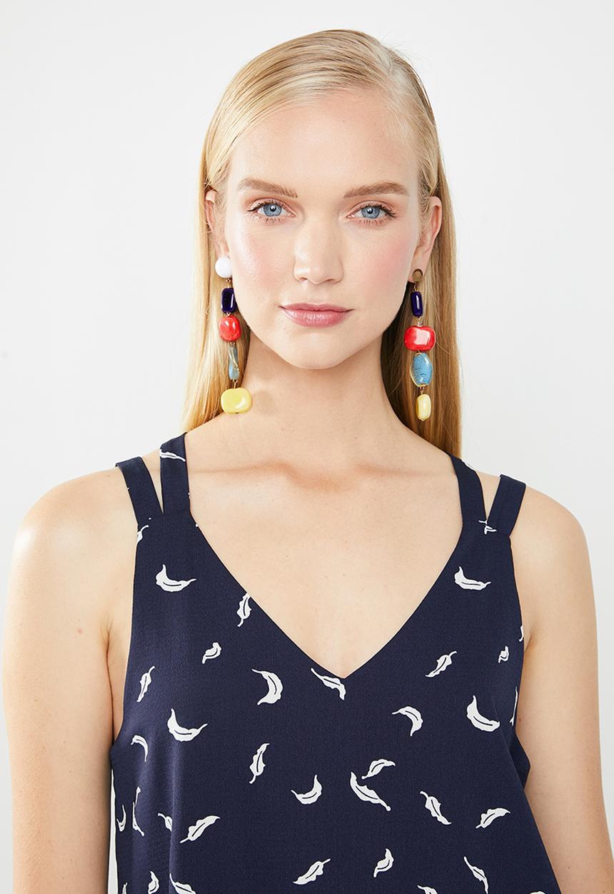 Revenge - Crossback printed cami - navy