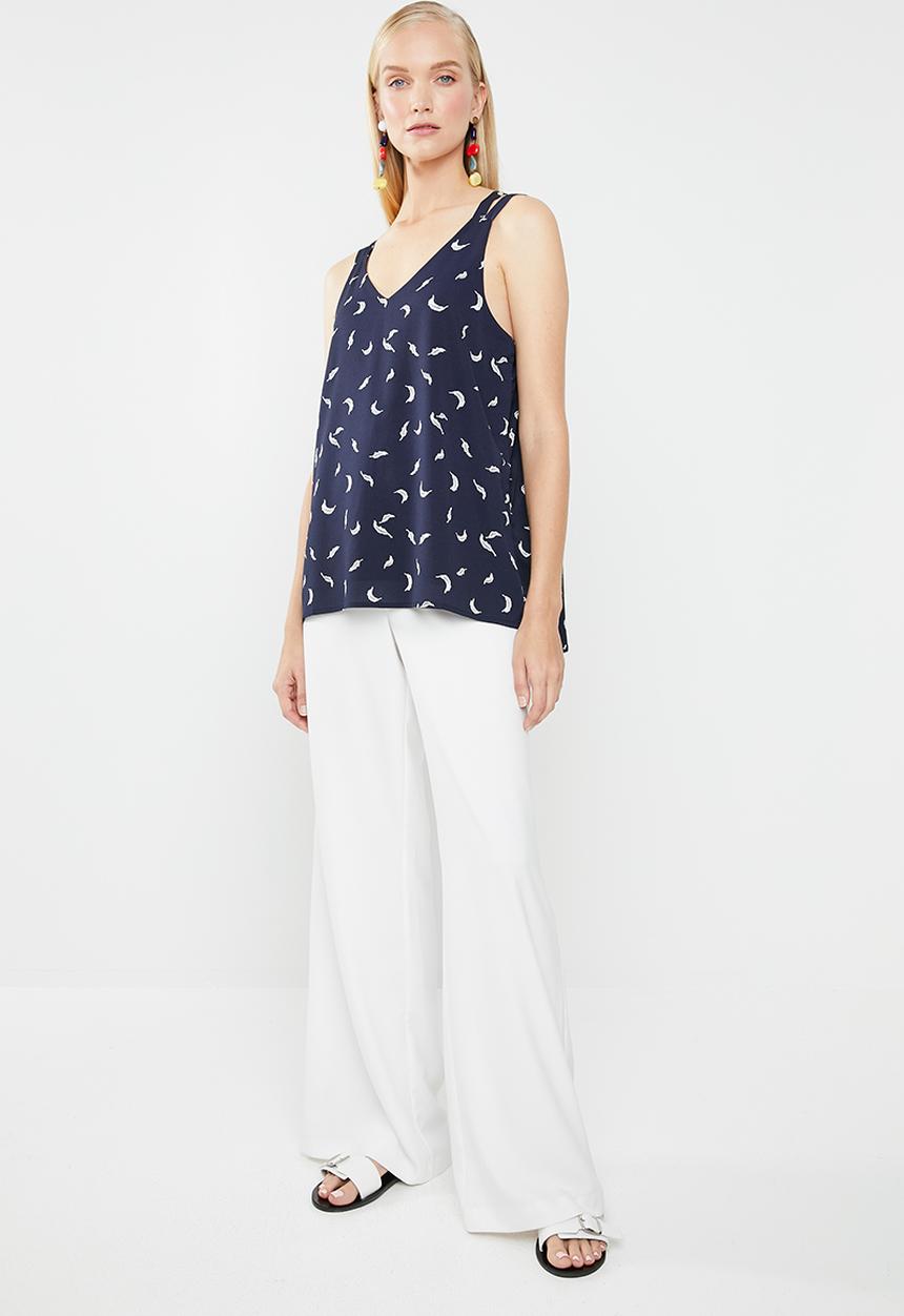 Revenge - Crossback printed cami - navy