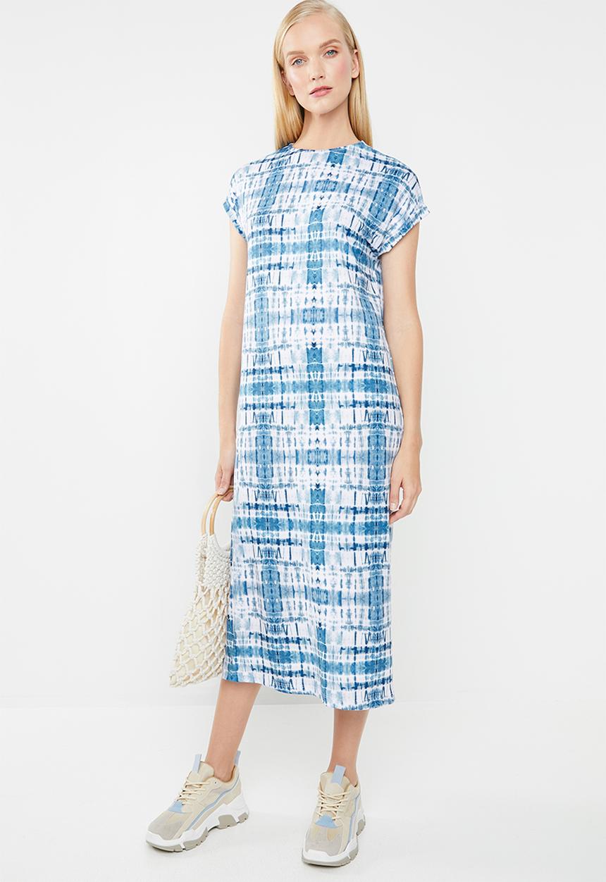 Superbalist - Grown on sleeve T-shirt dress - blue 