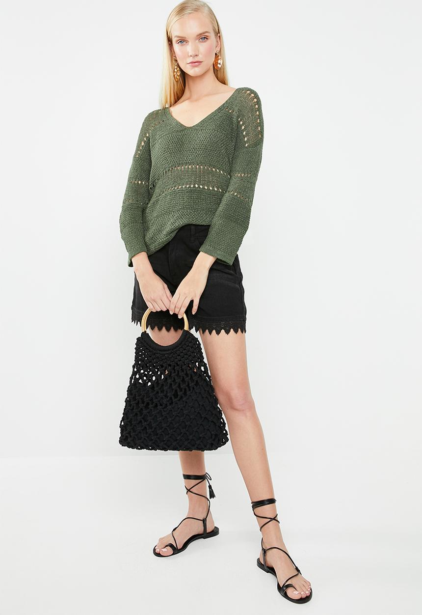 Jacqueline de Yong - Sorbet 3/4 sleeve pullover knit - green