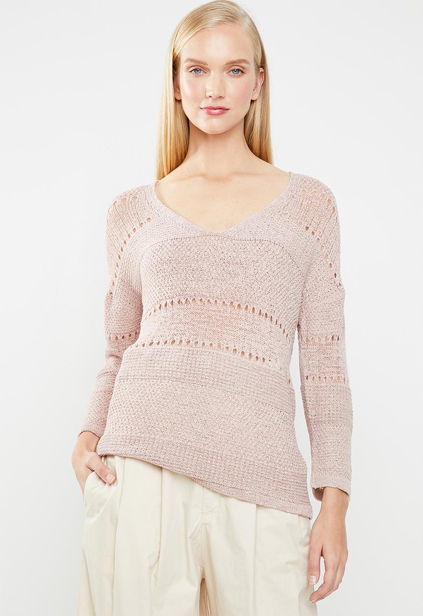 Jacqueline de Yong - Sorbet 3/4 sleeve pullover knit - pink