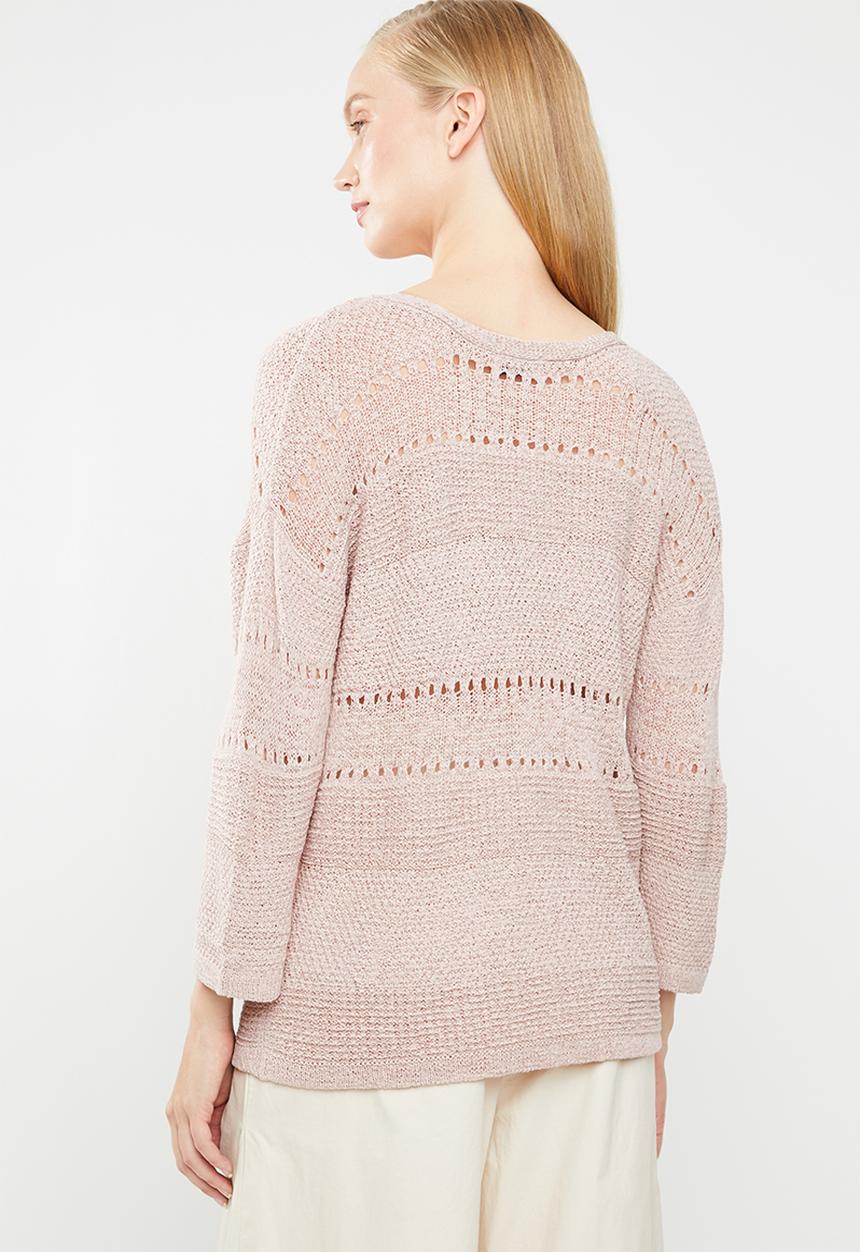 Jacqueline de Yong - Sorbet 3/4 sleeve pullover knit - pink