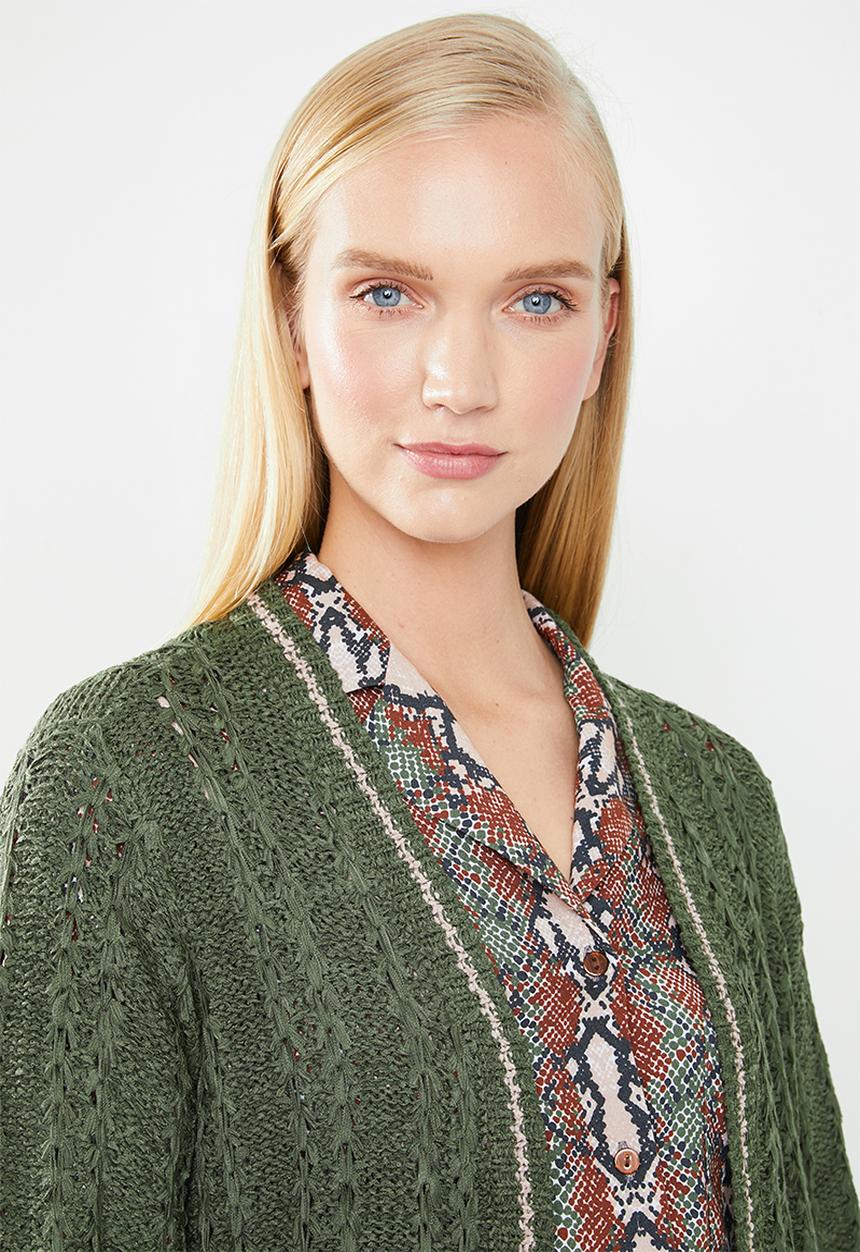 Jacqueline de Yong - Mynte long sleeve cardigan - green
