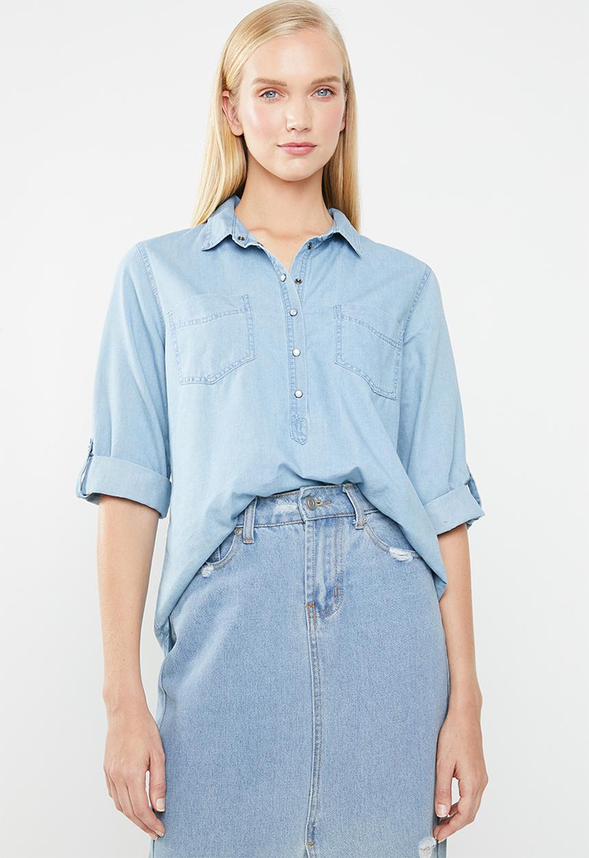 Jacqueline de Yong - Shine 3/4 sleeve shirt - blue