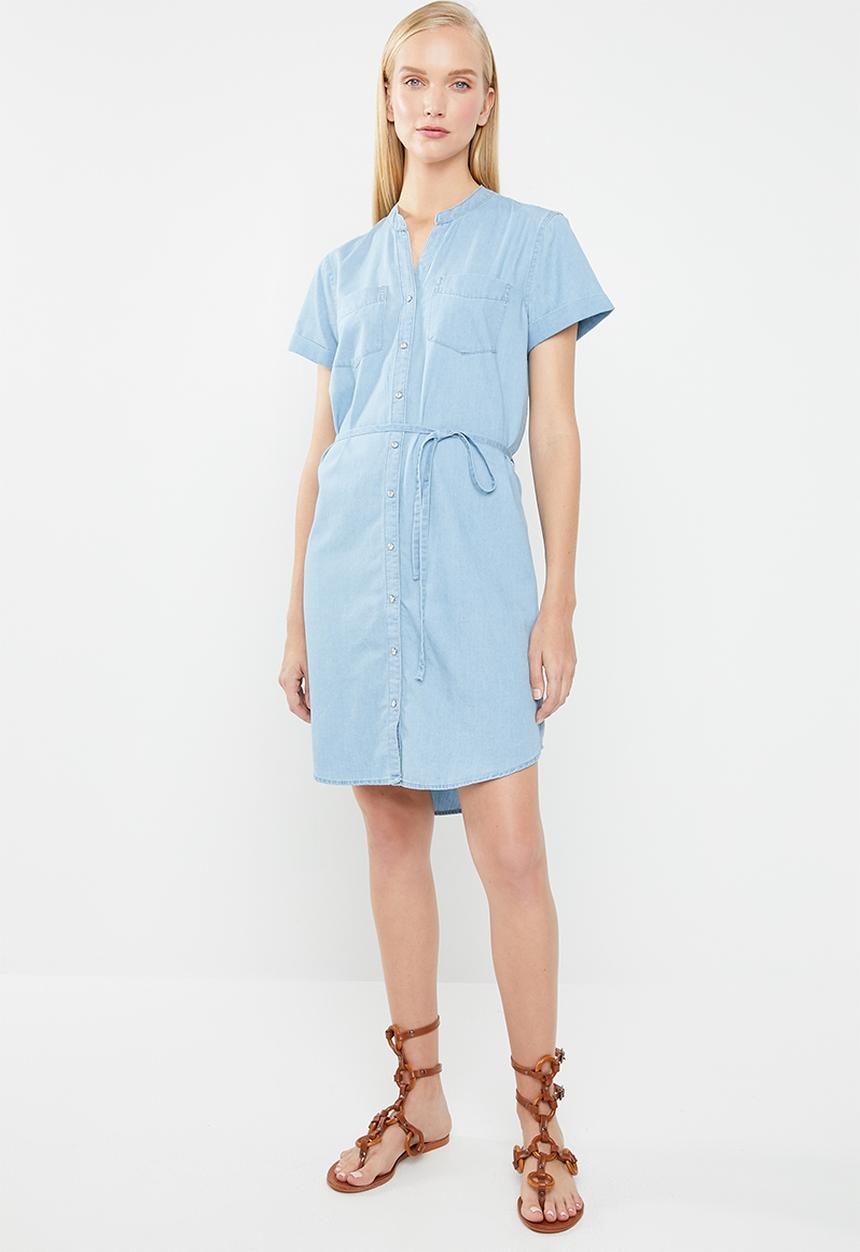 Jacqueline de Yong - Shine belted shirt dress - blue
