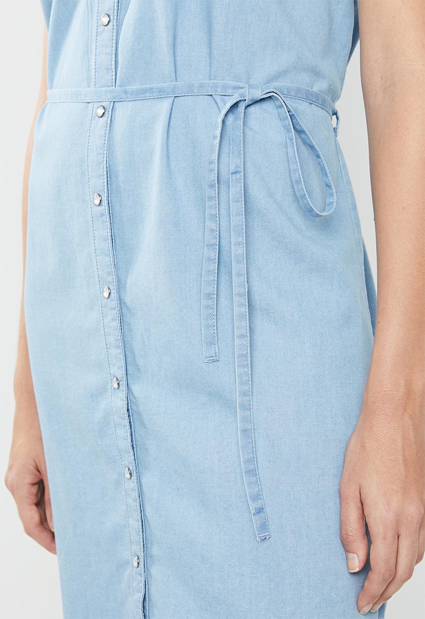 Jacqueline de Yong - Shine belted shirt dress - blue