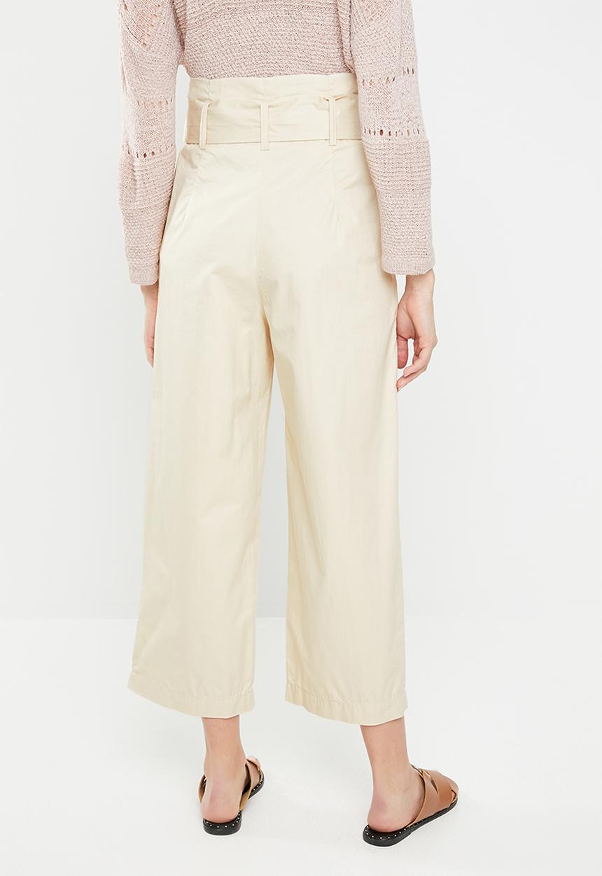 Jacqueline de Yong - Donna paperbag wide leg pants - beige