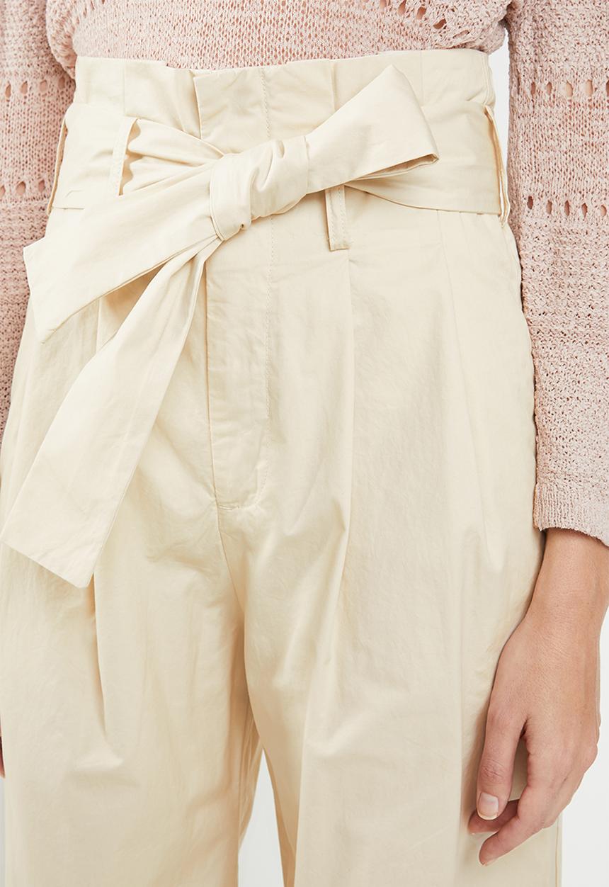 Jacqueline de Yong - Donna paperbag wide leg pants - beige