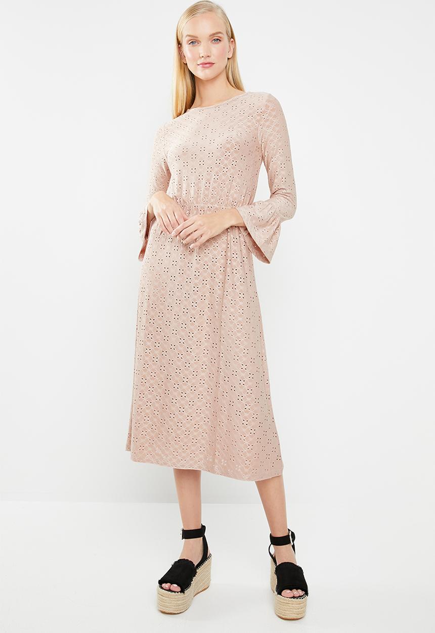 Jacqueline de Yong - Cathinka long sleeve midi dress - neutral