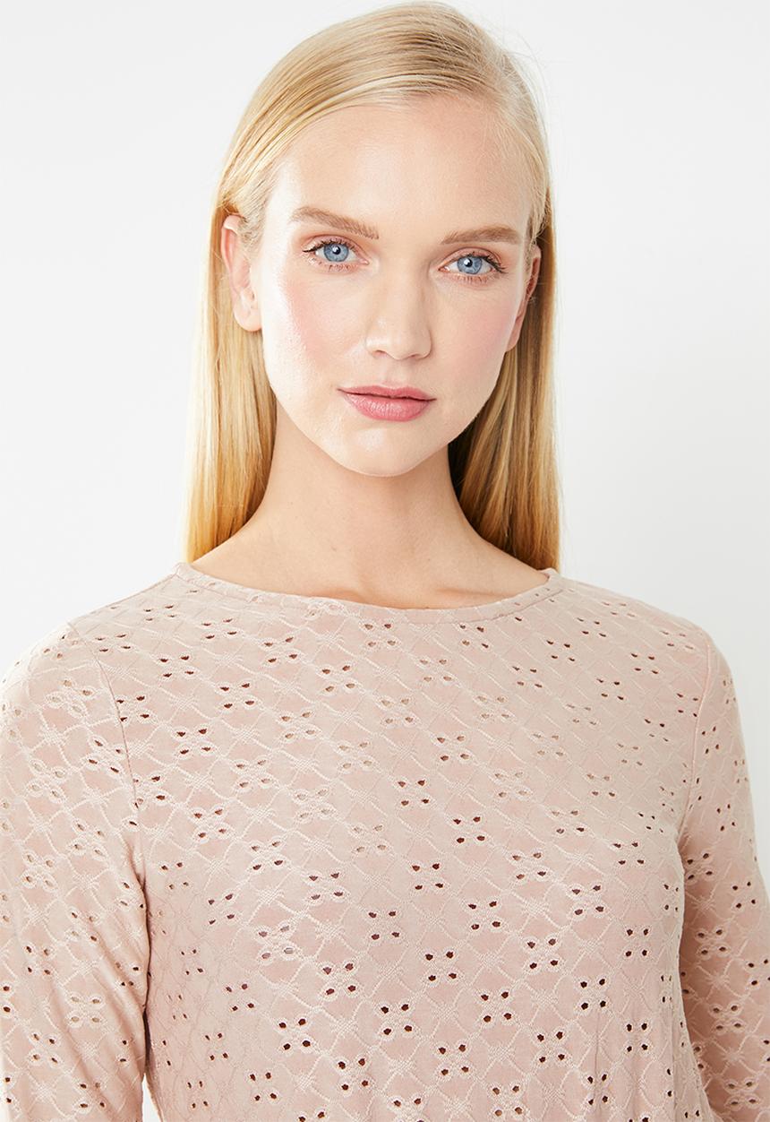 Jacqueline de Yong - Cathinka long sleeve midi dress - neutral