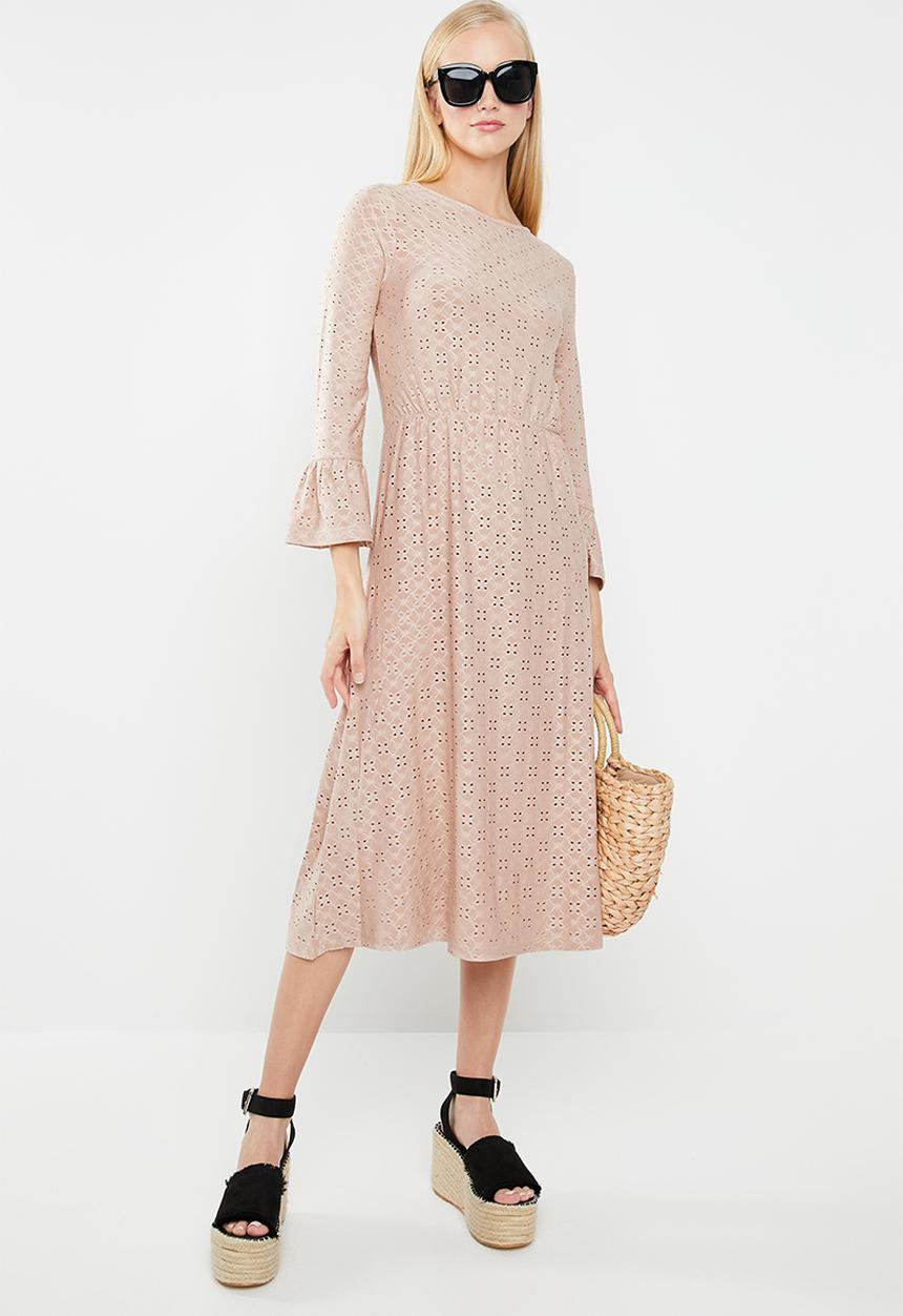 Jacqueline de Yong - Cathinka long sleeve midi dress - neutral