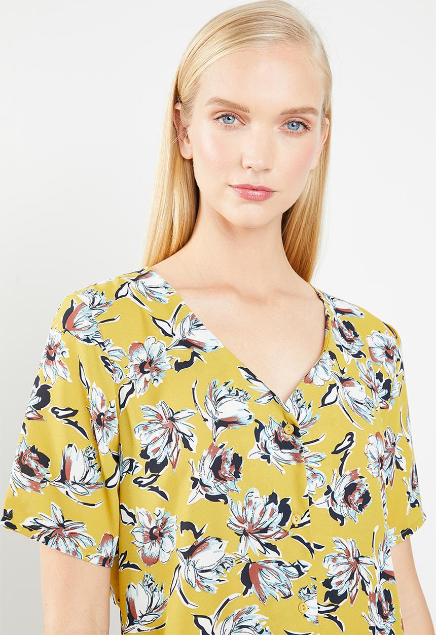 Jacqueline de Yong - Treats short sleeve shirt - yellow