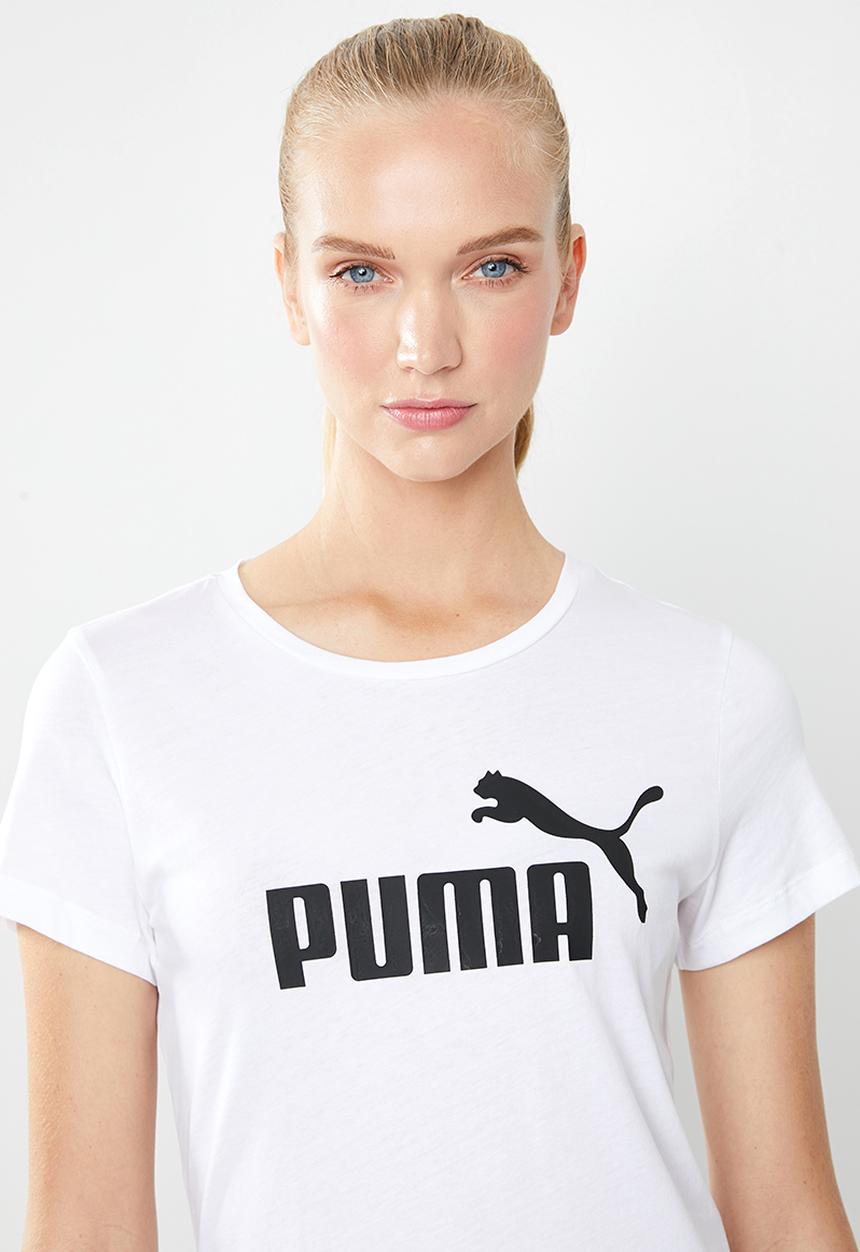 PUMA - Essential short sleeve logo tee - white