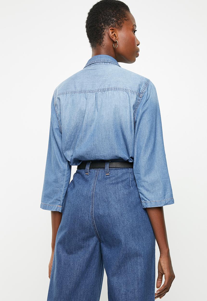 Jacqueline de Yong - Shine 3/4 sleeve shirt - blue