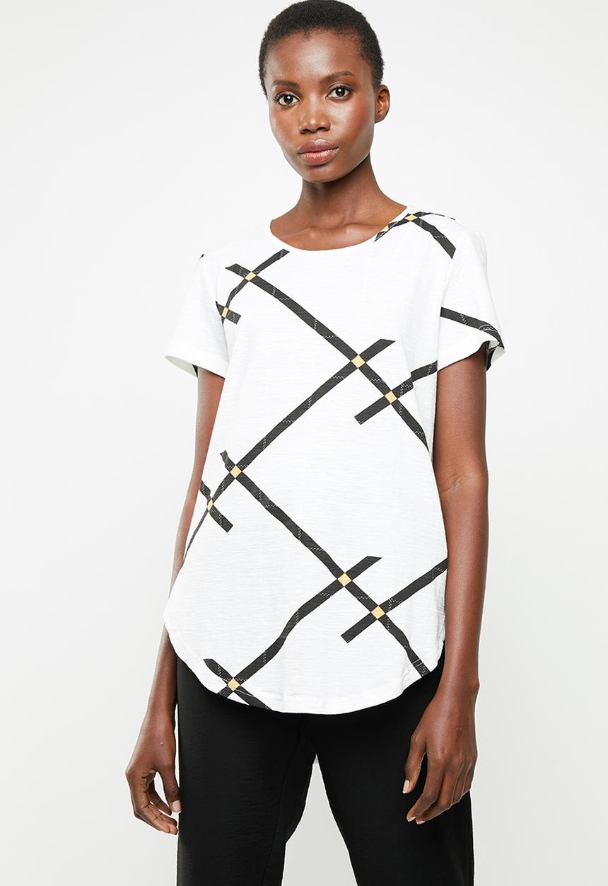 Revenge - High low T-shirt - white & black 