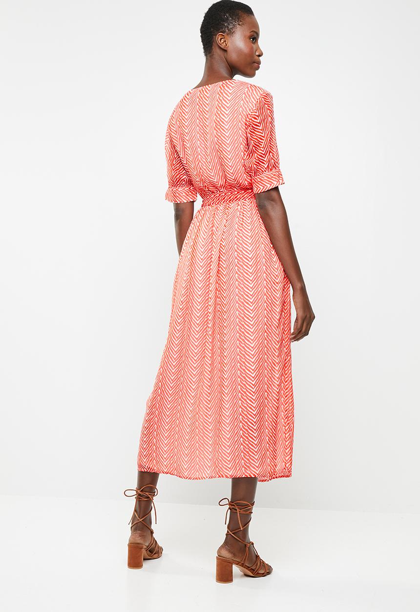 ONLY - Fleur maxi dress - orange & white 