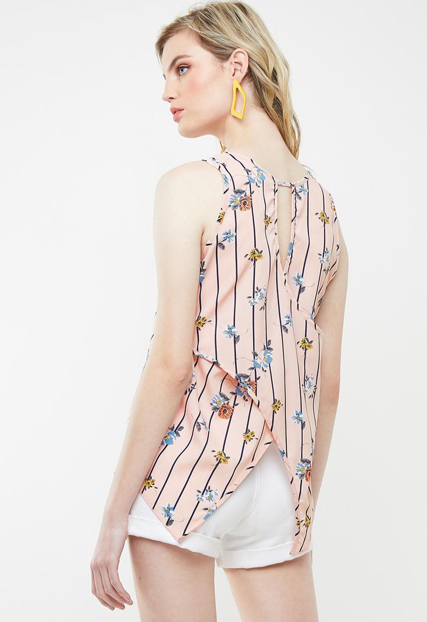 Revenge - Stripe detail top - pink